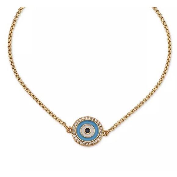 Unwritten 14K Gold Plated Evil Eye Crystal Bolo Bracelet Chic Trendy Stylish NEW - Picture 3 of 5
